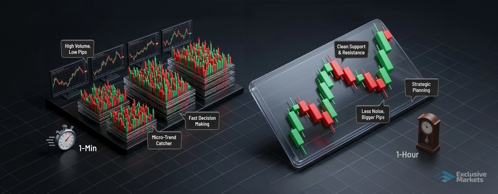 1 minute vs 1 hour trading strategy